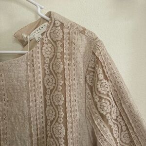 NWT Beige Lace Patterned Blouse